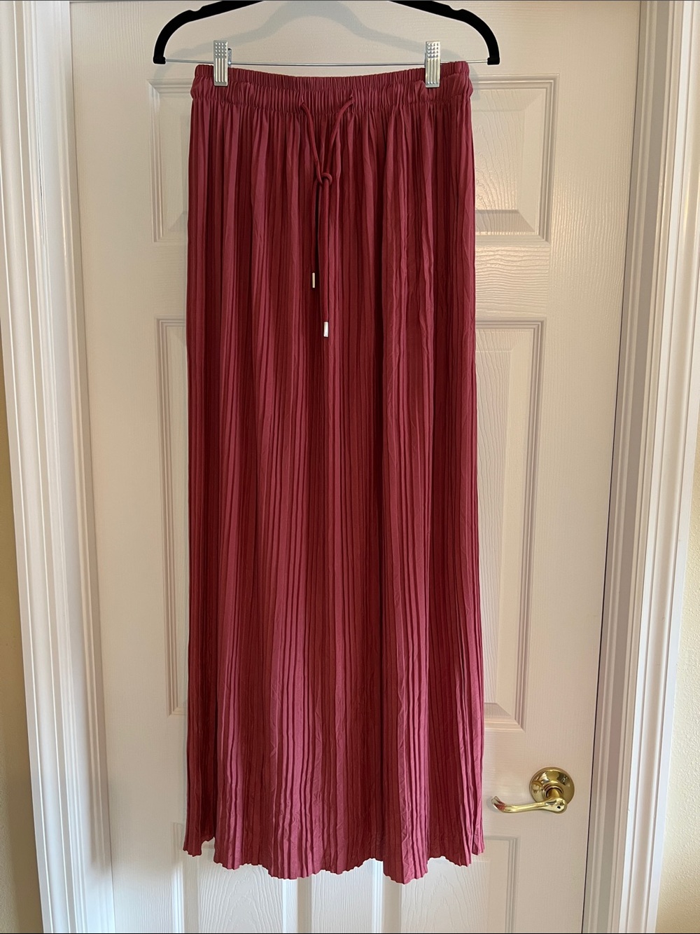 Amazon Pleated Maxi Skirt — Burgundy